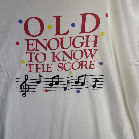 vintage Old Enough To Know The Score t shirt single stitch graphic tee size XL - Picture 2 of 14